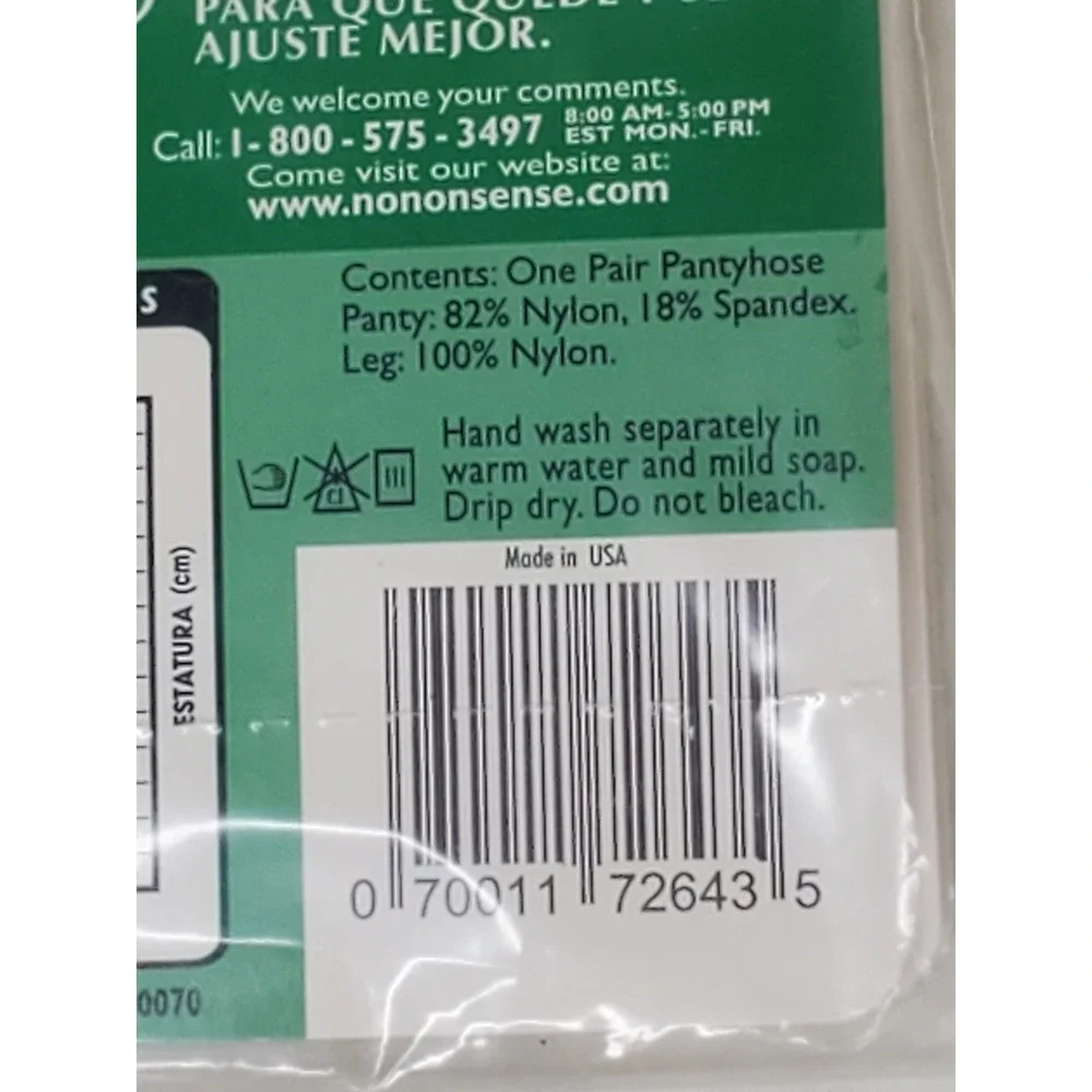 No Nonsense Control Top Premium Nylon Pantyhose Tan Sheer Toe Size B‎ 087 New